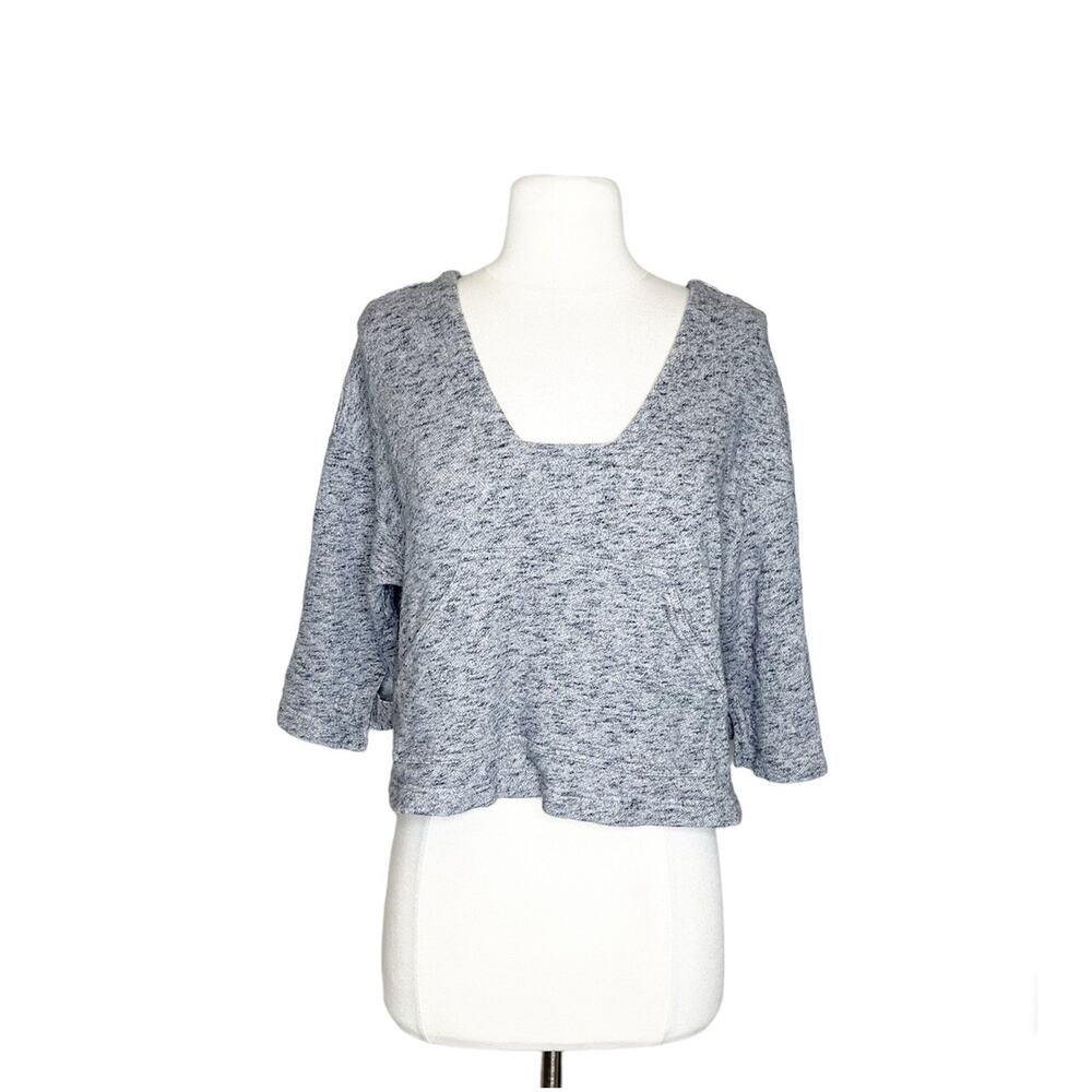 Derek Lam 10 Crosby Grey Marl Cotton French Terry Open Back Sweatshirt Top 6